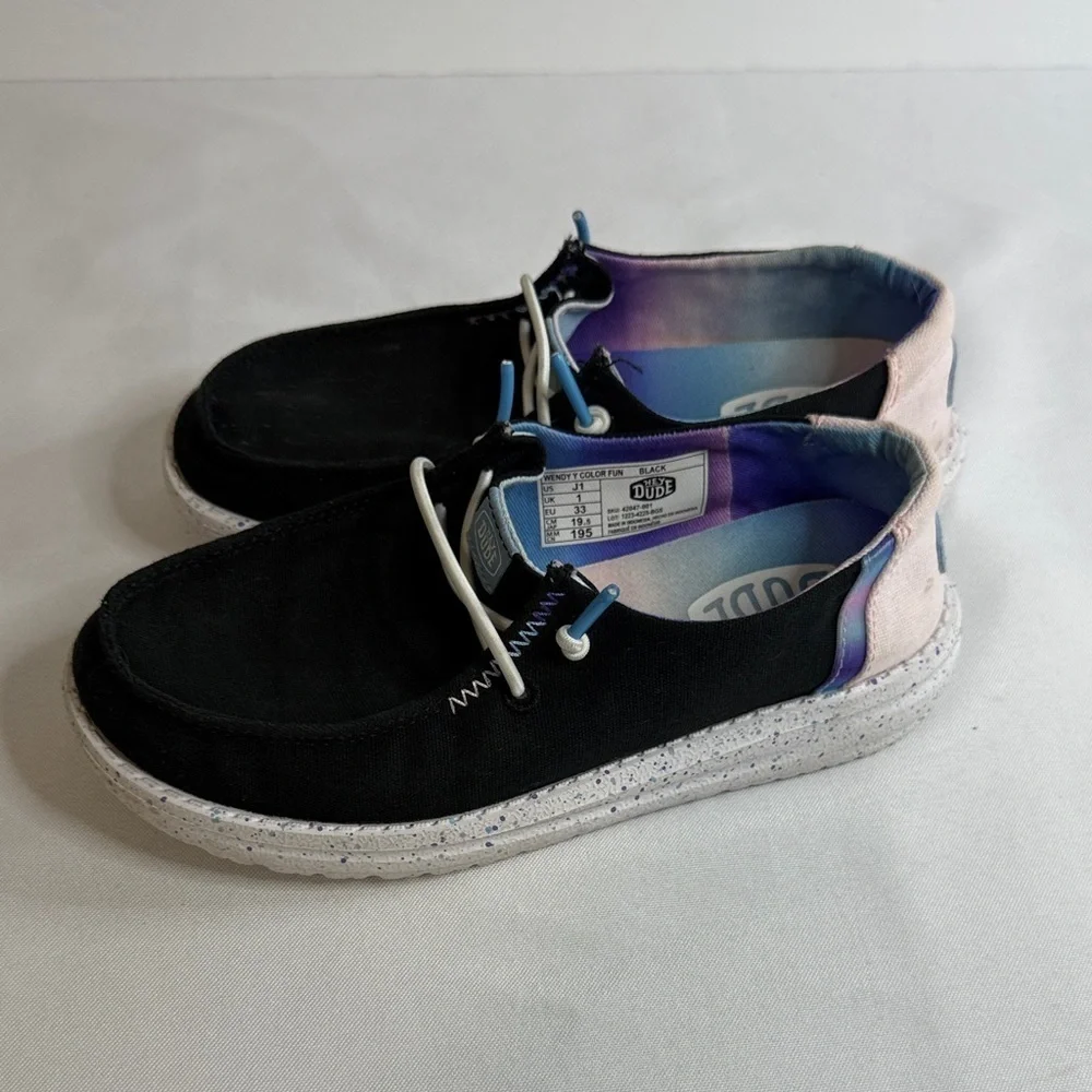 Hey Dude Kids Black and White Moccasins